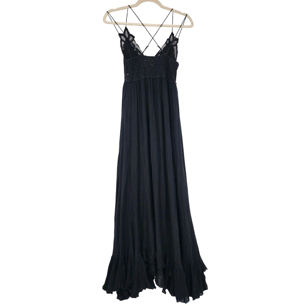 Free People Black Lace-Trim Maxi Dress - Picture 11 of 12